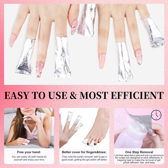 Nail Foil - 300PCS Foil Nail Wraps Gel Nail Polish Remover Foil Wraps for Nails, - Picture 4 of 7